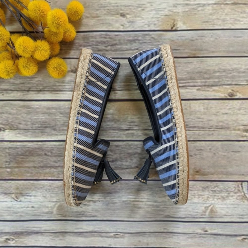 New Talbots Ivy Striped Espadrille Tassel Loafers - Picture 10 of 16